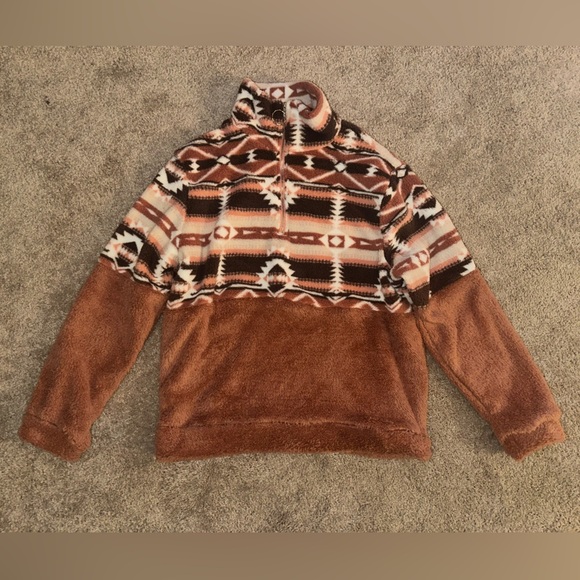Sweaters - Cozy Brown Patterned Women's Pullover